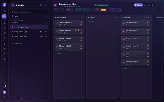 Projekt na tablicy Kanban